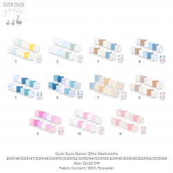 Duck Duck Goose 12Pcs Washcloths D05146/D05147/D05148/D05151/D05152/D05094/D05139/D05141/D05143/D05155/D05100