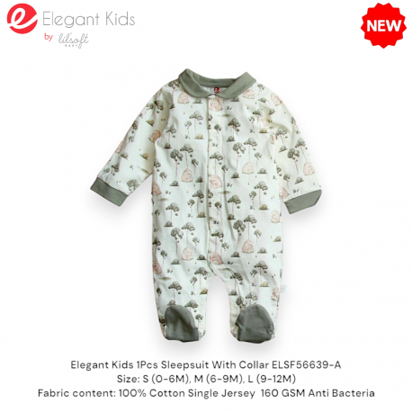 Elegant Kids 1Pcs Sleepsuit With Collar ELSF56639A/ELSF56639B