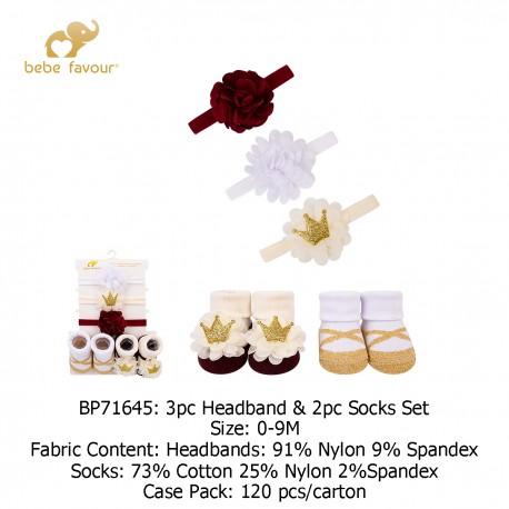 Bebe Favour 3Pc Headband & 2Pc Socks Set