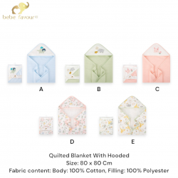 Bebe Favour 1 Pc Quilted Blanket With Hooded BP53342/BP53343/BP53344/BP53341/BP53345