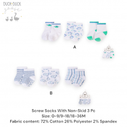Duck Duck Goose Screw Socks With Non-Skid 3 Pc D56563/D56582
