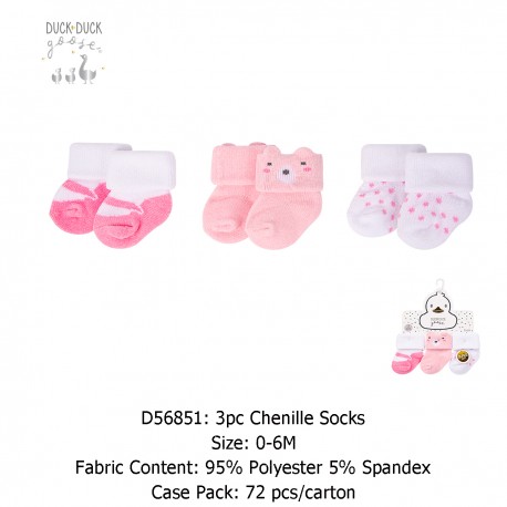 Duck Duck Goose 3Pc Chenille Socks D56851/D56852/D56861/D56862
