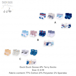 Duck Duck Goose 4 Pc Terry Socks D56791/D56792/D56801