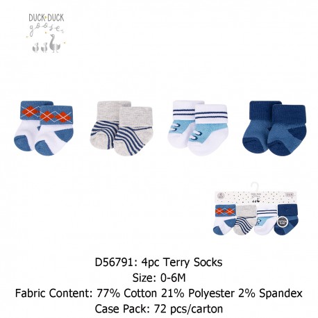 Duck Duck Goose 4 Pc Terry Socks D56791/D56792/D56801