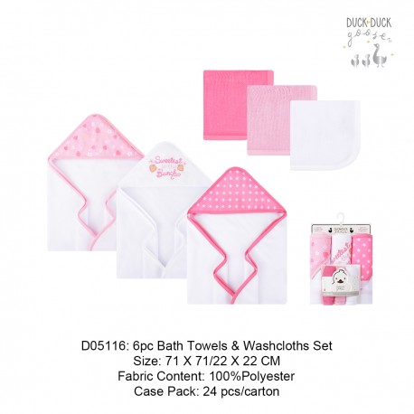 Duck Duck Goose 6 Pc Bath Towels & Washcloths Set D05074/D05068/D05069/D05116/D05117/D05121/D05122/D05125/D05128/D05130
