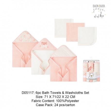Duck Duck Goose 6 Pc Bath Towels & Washcloths Set