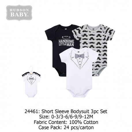 Hudson Baby Short Sleeve Bodysuit 3Pc Set 24461/30121/30079/29839/29863/29917/29911/30137/29935