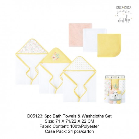 Duck Duck Goose 6 Pc Bath Towels & Washcloths Set