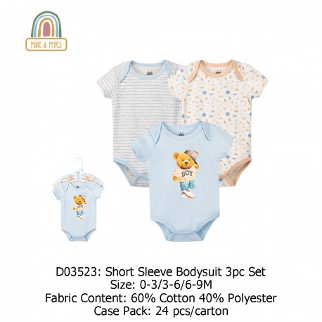 Millie & Myles Short Sleeve Bodysuit 3Pc Set