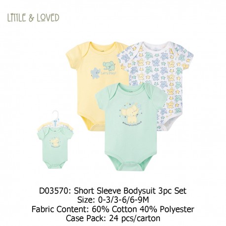 Little & Loved Short Sleeve Bodysuit 3Pc Set