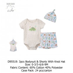 Duck Duck Goose Bodysuit & Short With Knot Hat 