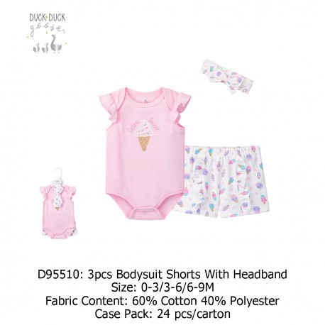 Duck Duck Goose Bodysuit Short With Headband D95510, D95511, D95512, D95514