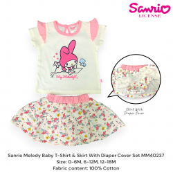 Sanrio Melody Baby T-Shirt & Skirt With Diaper Cover Set MM40237