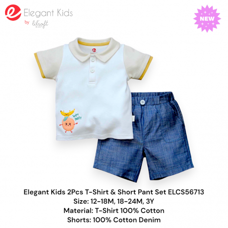 Elegant Kids 2Pcs T-Shirt & Short Pant Set ELCS56713, ELCS56714, ELCS56715,