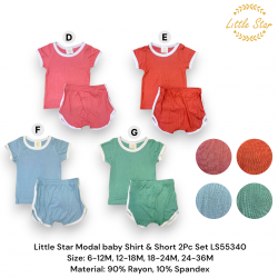 Little star Modal baby Shirt & Short 2pc set LS55340D, LS55340E, LS55340F, LS55340G
