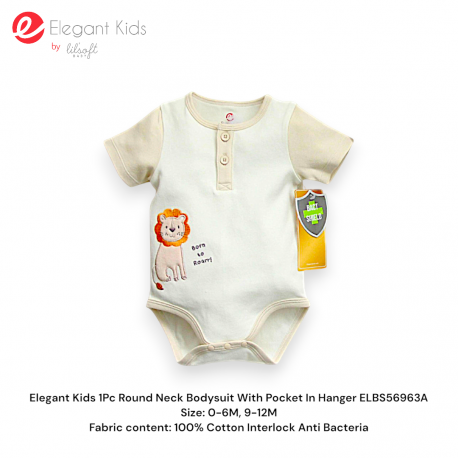 Elegant Kids 1Pc Round Neck Bodysuit With Pocket In Hanger ELBS56963