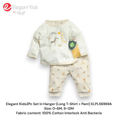 Elegant Kids2Pc Set In Hanger (Long T-Shirt + Pant) ELPL56969