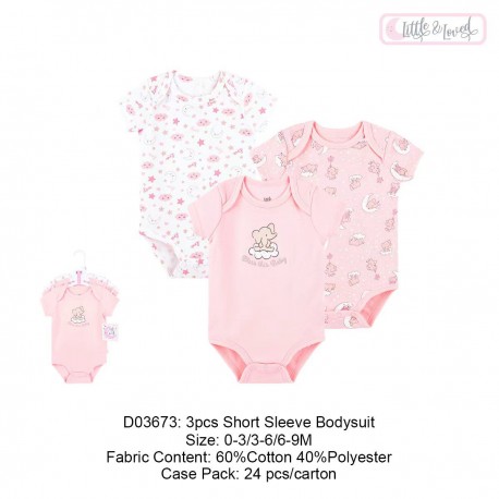 Little & Loved 3Pcs Short Sleeves Bodysuit D03673/D03677/D03678