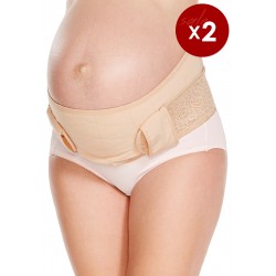 Mamaway Bundle 2pcs Ergonomic Maternity Support Belt Waist Back Spain Relief (Beige+Grey)