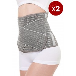 Mamaway Bundle 2pcs Postnatal Recovery Support Belly Band - Nano Bamboo Charcoal Postpartum Belt Bengkung (Grey)