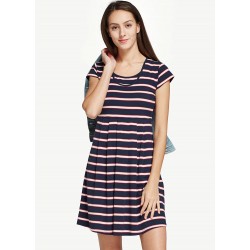 Mamaway Classic Maternity & Nursing Skater Dress (Stripe)