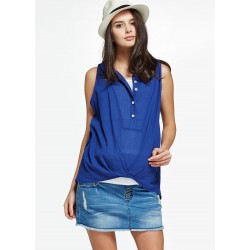 Mamaway Tulip 2-Piece Sleeveless Maternity & Nursing Blouse (Blue)