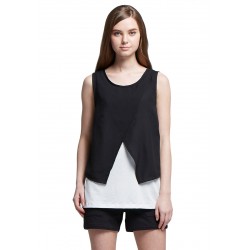 Mamaway Chiffon Color Block Maternity & Nursing Top (Black)