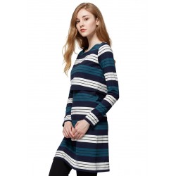 Mamaway Stripe Double Layer Maternity & Nursing Dress (Navy/Green)