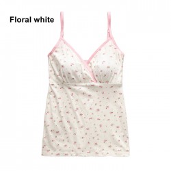 Nursing Spaghetti Paded with bra strap adjustable ( Floral White)