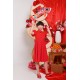 kiwiPadi CNY Flare Dress Matching With Korea Cotton Lace  For Babies And Kids