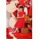 kiwiPadi CNY Flare Dress Matching With Korea Cotton Lace  For Babies And Kids