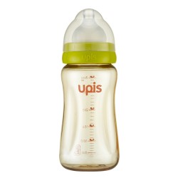 UPIS PPSU New Feeding Bottle 300ml Green (Soft Cross Cut nipple 1)