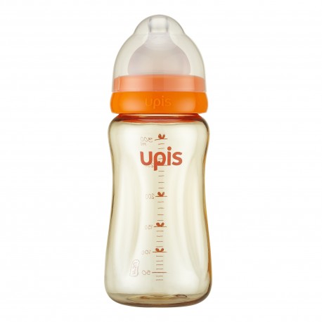 UPIS PPSU New Feeding Bottle 300ml Orange (Soft Cross Cut nipple 1)