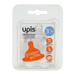 UPIS Silicone Nipple for Disposable Feeding Bottle (2 Pieces)