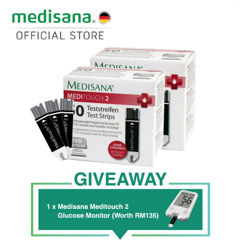 Plagen Anesthesie Verdampen Medisana MediTouch 2 Glucose Test Strips of 50 pieces + 50 pieces + Meter |  First Aid