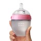 Comotomo Natural Feel Anti-Bacterial Heat Resistance Silicon Baby Bottle Set (Pink) & Silicon Teether Set (Orange)