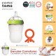 Comotomo Natural Feel Anti-Bacterial Heat Resistance Silicon Baby Bottle 250ml (Green) & Silicon Teether (Orange)