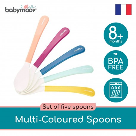 Babymoov 2nd Age Baby Spoon -  Set of 5 (Multi Color)