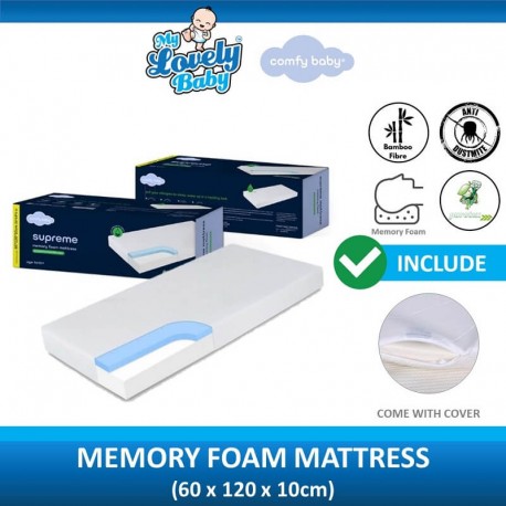 Comfy Baby Purotex Cooling Gel Supreme Memory Foam Mattress - 60 x 120 x 10cm