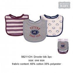 Hudson Baby Interlock Droller Baby Bibs - Football (3pcs)