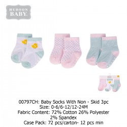 Hudson Baby Baby Socks With Non Skid (3\'s/Pack) 00797