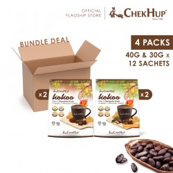 Chek Hup Kokoo Chocolate Drink (Combo Pack of 2 Kokoo Chocolate + 2 Kokoo Chocolate with Hazelnut)