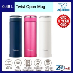 Zojirushi 480ml S/S Twist-Open Mug SM-JF-48