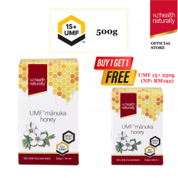 [BUY 1 FREE 1] NZ Health Naturally UMF 15+ 500g Manuka Honey (BEST BEFORE 18.02.2027) [HALAL] FOC 250g