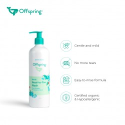 Offspring Gentle Head-To-Toe Wash 500ml - Organic baby shampoo for sensitive skin, eczema and rashes with natural ingredients