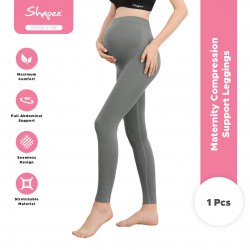 Maternity Compression Support Leggings (Grey) - pregnant legging, exercise pants, tummy support pants