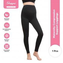 Maternity Compression Support Leggings (Black) - pregnant legging, exercise pants, tummy support pants
