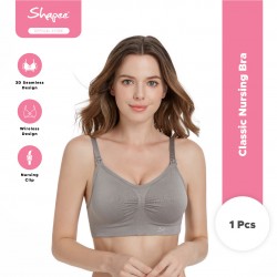 Classic Nursing Bra (Grey) - Comfort nursing bra, Daily wear, removeable cup, wireless