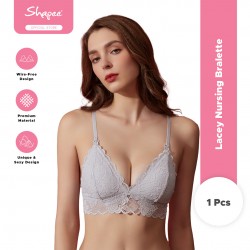 Lacey Nursing Bralette (Sexy Grey) - wireless, nursing clip, bralette