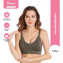 Luxe Nursing Bra (Olive) - Full Cup Design, wireless nursing bra, wide side band